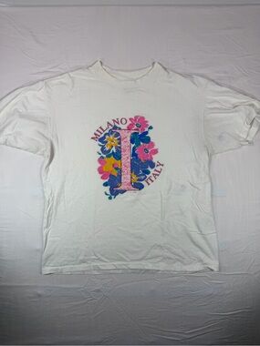 Vintage 80s 90s Freeze Milano Italy Floral Graphic Tee Single Stitch USA L